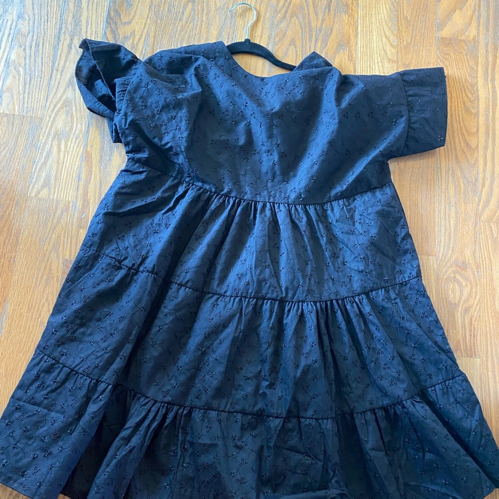 Pretty Little Thing Short Black Eyelet Dress